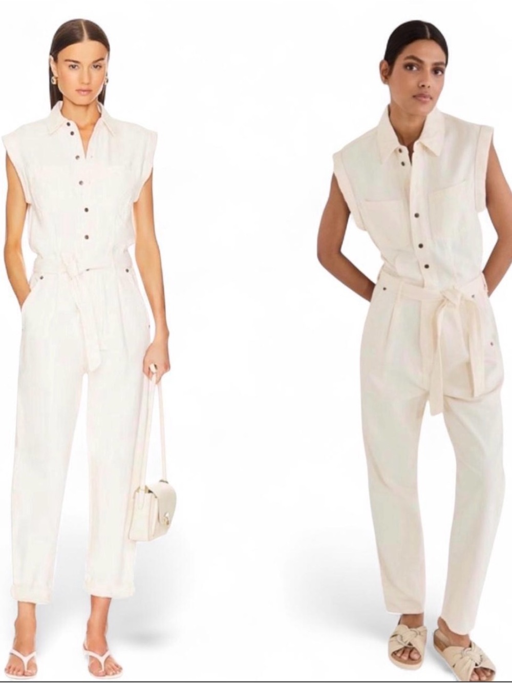 Rag & Bone Sleeveless Cream Featherweight Anna Utility Jumpsuit XL